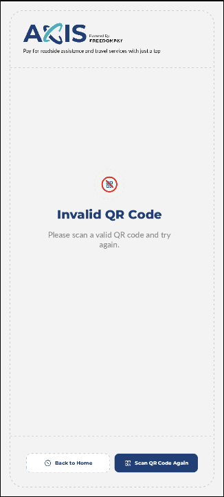 FPConnector invalid QR error screen