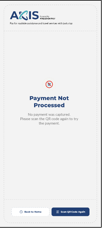 FPConnector payment not processed details error screen