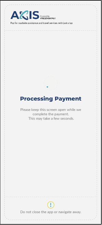 FPConnector processing payment screen