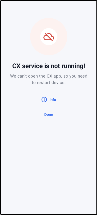FPConnector CX app restart required screen
