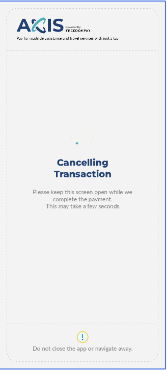 FPConnector cancelling transaction processing screen