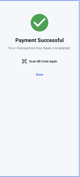 FPConnector payment successful result screen