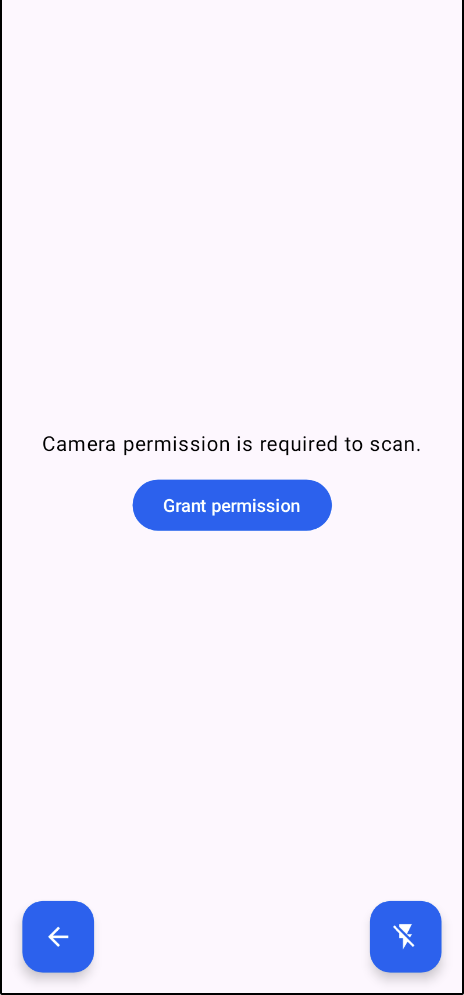 FPConnector scanner camera permission screen